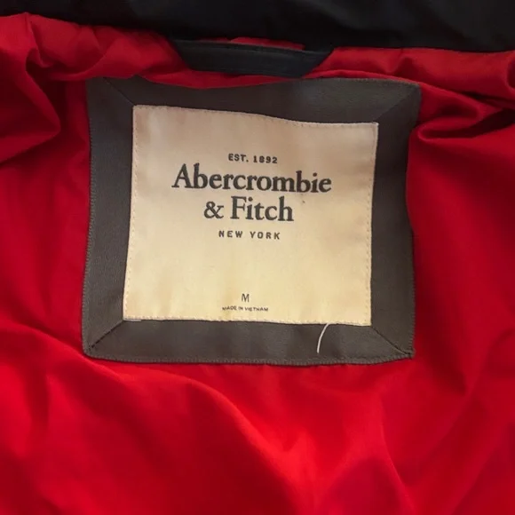 Abercrombie & Fitch Navy Puffer Coat with Faux Fur Trim - Picture 3 of 6